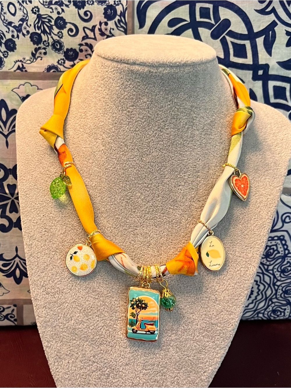 Italian Coastal Themed Charm Choker Coastal Italian Style. 24”